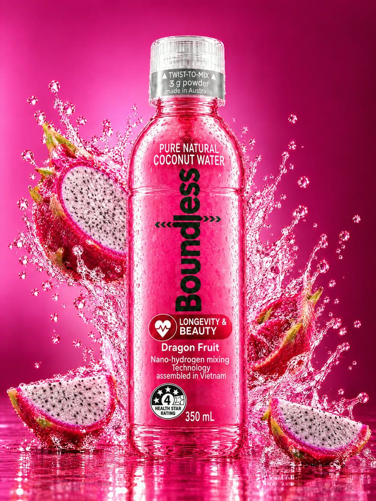 Boundless Longevity and Beauty functional coconut water, dragon fruit, 350 mL twist-to-mix bottle