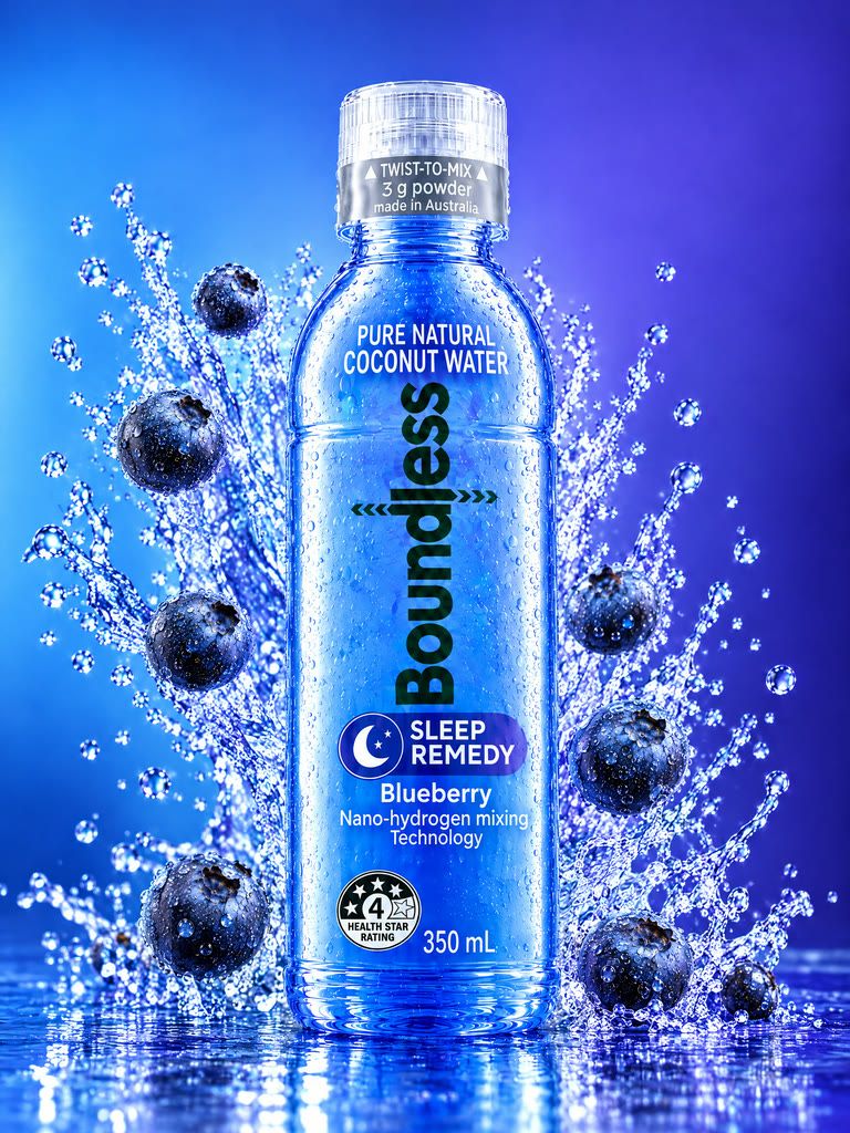 Boundless Sleep Remedy functional coconut water, blueberry, 350 mL twist-to-mix bottle